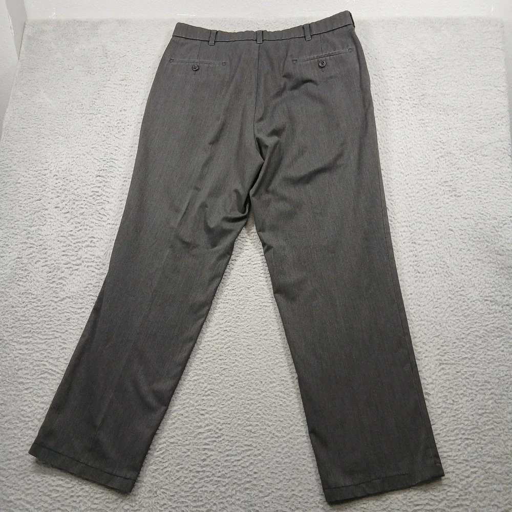 Dockers Collection Dress Pants Mens 36x32 Gray Flat Front Relaxed‎ Fit Stretch